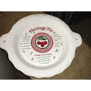 Vintage Hallmark Heritage pie plate,‎ Decorative red white ceramic
